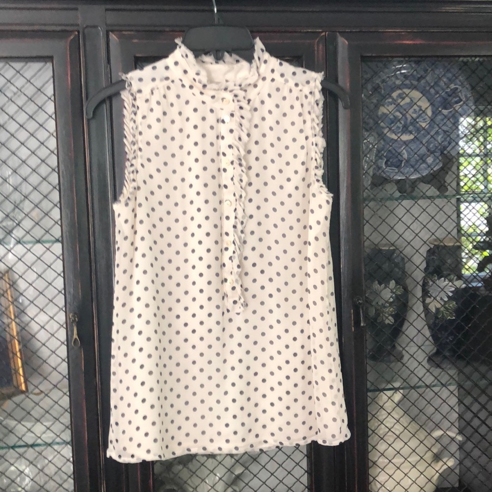 J Crew Silk Polka Dot Top
